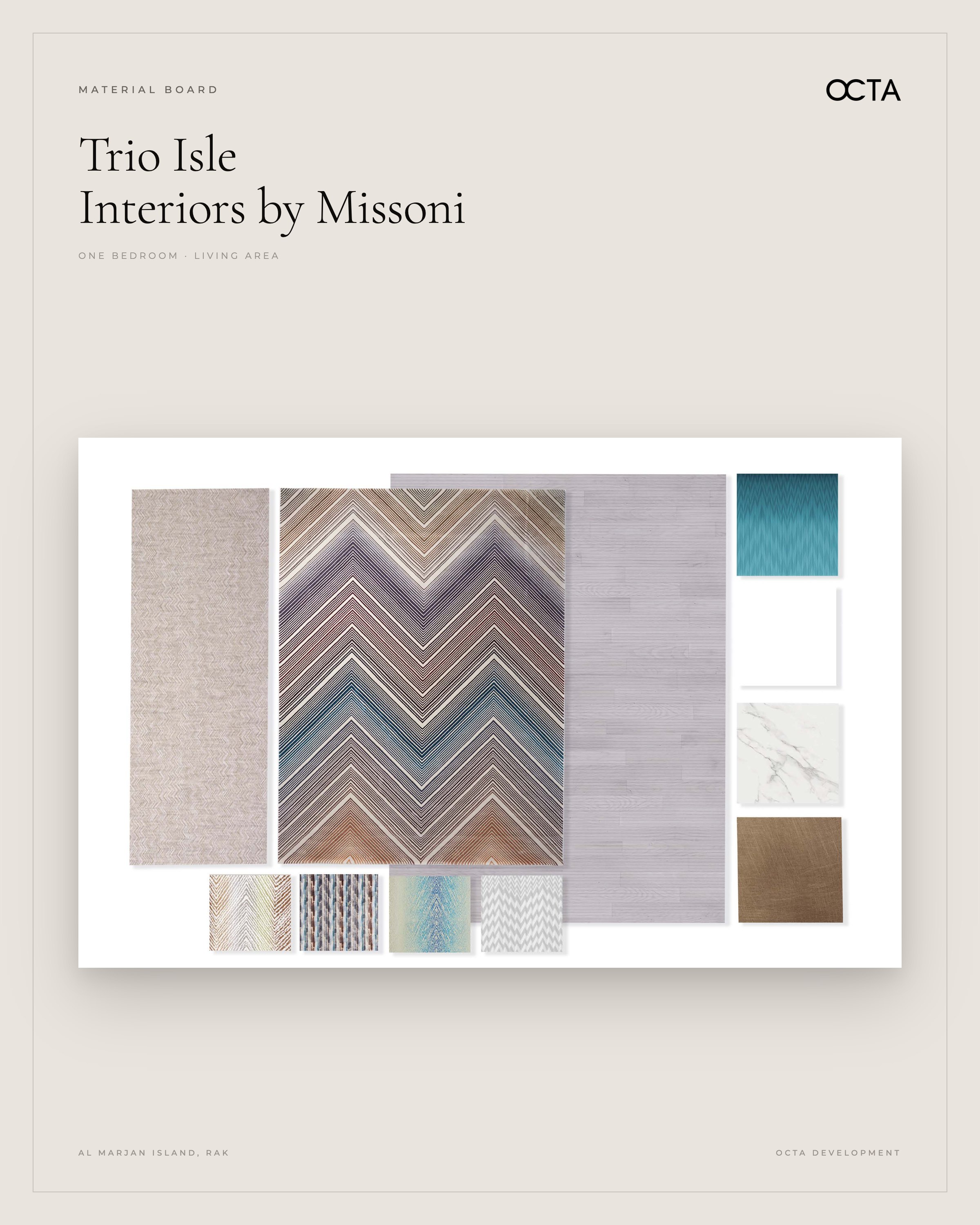Trio Isle Interiors by Missoni material board